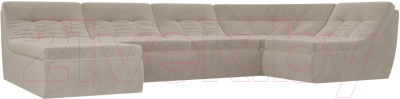 Диван Лига Диванов Холидей Модуль / 101867 (велюр бежевый) - Собранный комплект модулей - Модульный угловой диван
