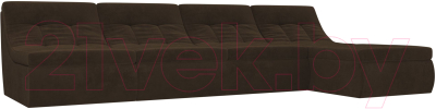 Диван Лига Диванов Холидей Модуль / 101870 (велюр коричневый) - Собранный комплект модулей - Модульный угловой диван