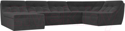 Диван Лига Диванов Холидей Модуль / 101871 (велюр серый) - Собранный комплект модулей - Модульный угловой диван