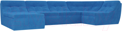 Диван Лига Диванов Холидей Модуль / 101872 (велюр синий) - Собранный комплект модулей - Модульный угловой диван