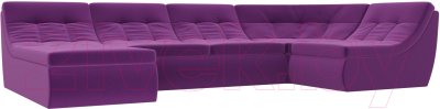 Диван Лига Диванов Холидей Модуль / 101877 (микровельвет фиолетовый) - Собранный комплект модулей - Модульный угловой диван