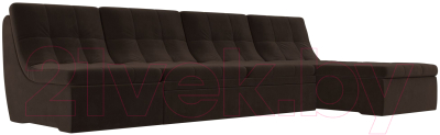 Диван Лига Диванов Холидей Модуль / 101876 (микровельвет коричневый) - Собранный комплект модулей - Модульный угловой диван