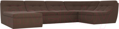 Диван Лига Диванов Холидей Модуль / 101880 (рогожка коричневый) - Собранный комплект модулей - Модульный угловой диван