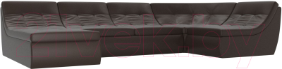Диван Лига Диванов Холидей Модуль / 101884 (экокожа коричневый) - Собранный комплект модулей - Модульный угловой диван