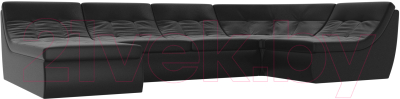 Диван Лига Диванов Холидей Модуль / 101885 (экокожа черный) - Собранный комплект модулей - Модульный угловой диван