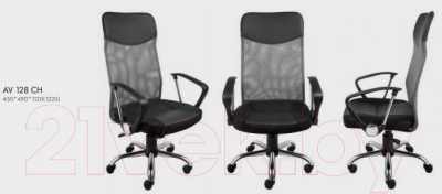 Кресло офисное Алвест AV 128 CH (кожзам/TW-сетка, черный)