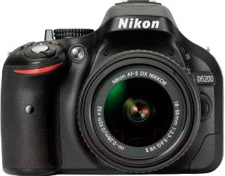 Зеркальный фотоаппарат Nikon D5200 Kit (18-55mm VR II, черный) - вид спереди