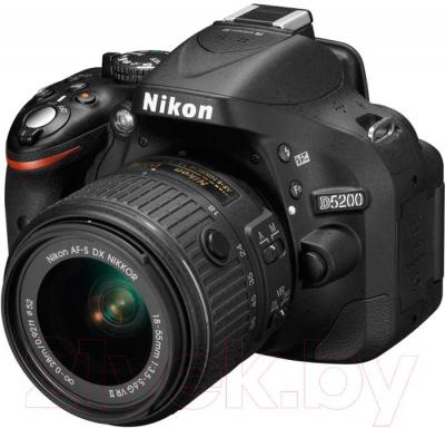Зеркальный фотоаппарат Nikon D5200 Kit (18-55mm VR II, черный) - общий вид