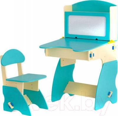 Комплект мебели с детским столом Столики Детям ББ-1 (бежево-бирюзовый) - общий вид