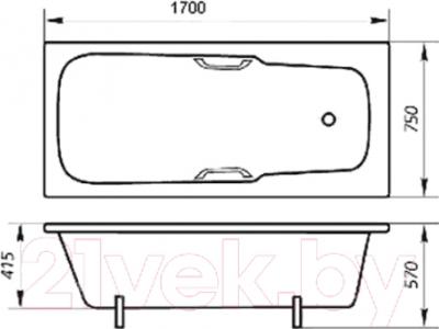 Ванна чугунная Кировский завод Триумф - Стандарт 170x75 (с ножками)