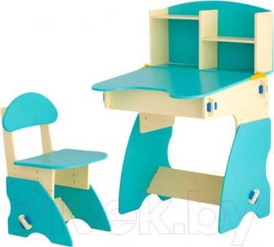 Комплект мебели с детским столом Столики Детям ББ-2 (бежево-бирюзовый) - общий вид