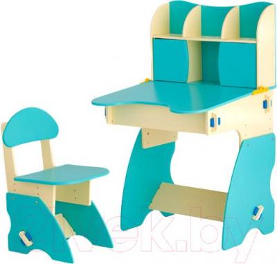 Комплект мебели с детским столом Столики Детям ББ-3 (бежево-бирюзовый) - общий вид
