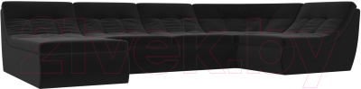 Оттоманка Лига Диванов Холидей Модуль / 101899 (микровельвет черный) - Собранный комплект модулей - Модульный угловой диван