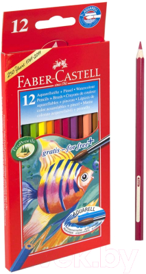 Набор цветных карандашей Faber Castell Цветные акварельные с кисточкой (12шт)