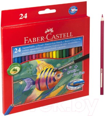 Набор цветных карандашей Faber Castell Цветные акварельные с кисточкой (24шт)