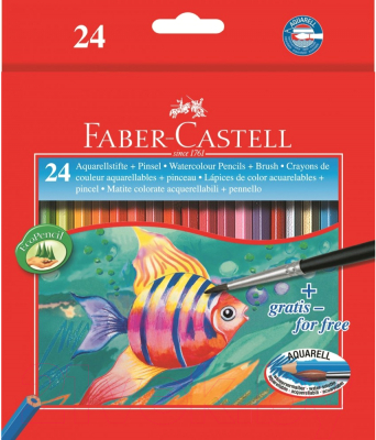Набор цветных карандашей Faber Castell Цветные акварельные с кисточкой (24шт)