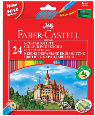 Набор цветных карандашей Faber Castell Eco с точилкой (24шт)