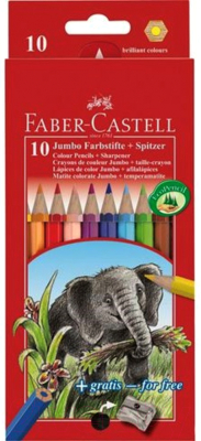Набор цветных карандашей Faber Castell Jumbo с точилкой (10шт)
