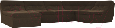 Модуль мягкий Лига Диванов Холидей Модуль / 101918 (микровельвет коричневый) - Собранный комплект модулей - Модульный угловой диван