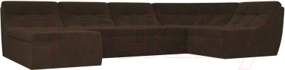 Модуль мягкий Лига Диванов Холидей / 101933 (велюр коричневый) - Собранный комплект модулей - Модульный угловой диван