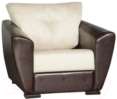 Кресло-кровать Настоящая мебель Амстердам экокожа/рогожка (коричневый/бежевый)