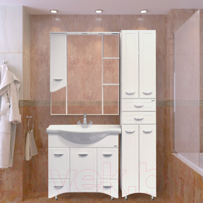 Шкаф с зеркалом для ванной Misty Дрея 85 / Э-Дре02085-01СвЛ