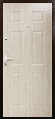 Входная дверь Промет Орион Сити 2 беленый дуб/медный антик (88x206, левая)