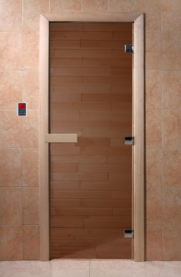 Стеклянная дверь для бани/сауны Doorwood Теплый день 180x70 (коробка листва)