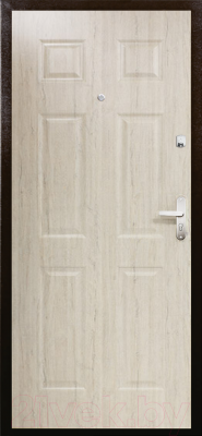 Входная дверь Промет Орион Сити 2 беленый дуб/медный антик (88x206, правая)
