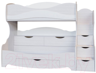 Двухъярусная кровать детская SV-мебель Акварель 1 Ж 80x200 (ясень анкор светлый/белый матовый)