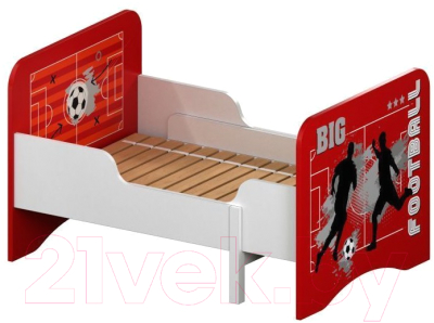 Односпальная кровать детская Polini Kids Fun 3200 раздвижная Футбол (красный)