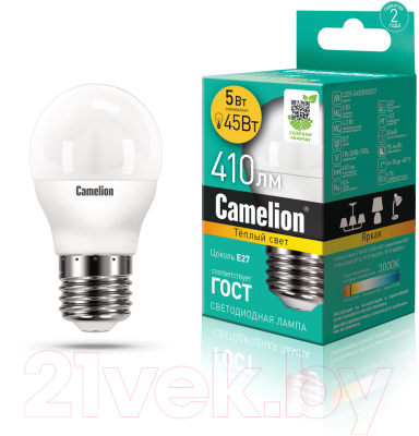 Лампа Camelion LED5-G45-830-E27 / 12028