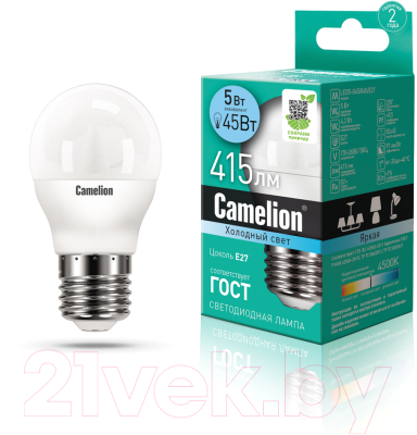 Лампа Camelion LED5-G45-845-E27 / 12030