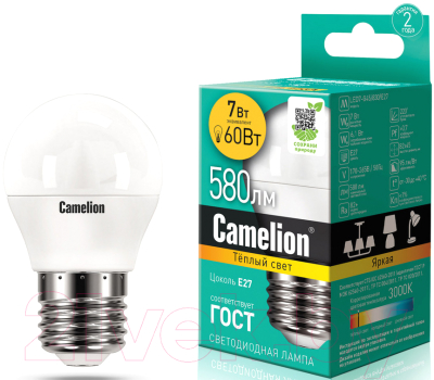 Лампа Camelion LED7-G45-830-E27 / 12070