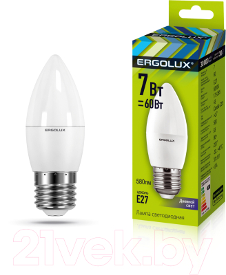 Лампа Ergolux LED-C35-7W-E27-6K / 13299