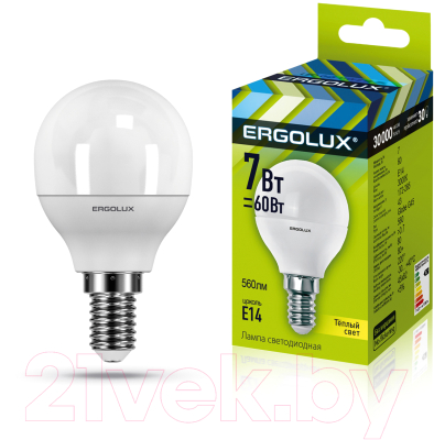 Лампа Ergolux LED-G45-7W-E14-3K / 12142