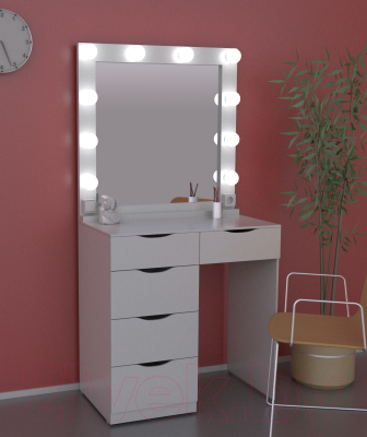 Туалетный столик с зеркалом Мир Мебели SV-02R с подсветкой