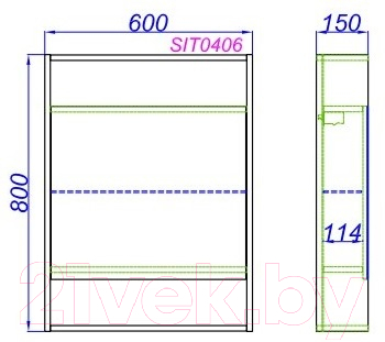 Шкаф с зеркалом для ванной Aqwella Сити 60 / SIT0406DB