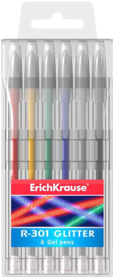 Набор гелевых ручек Erich Krause R-301 Glitter /46526 (6шт)