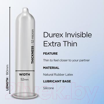 Презервативы Durex Invisible №6 ультратонкие (6шт)