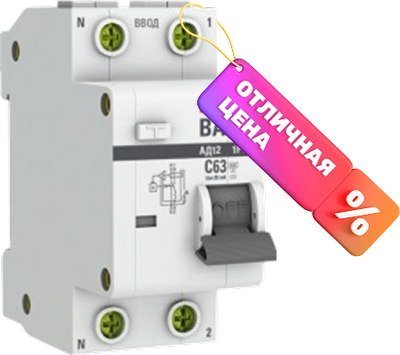 

Дифференциальный автомат, Basic АД-12 1P+N 16А 30мА АС C / DA12-16-30-bas