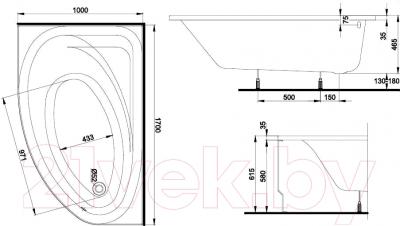 Ванна акриловая Kolo Spring 170x100 L / XWA3071 (с ножками)