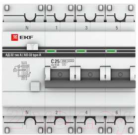 Дифференциальный автомат EKF PROxima АД-32 3P+N 25А/30мА / DA32-25-30-4P-pro