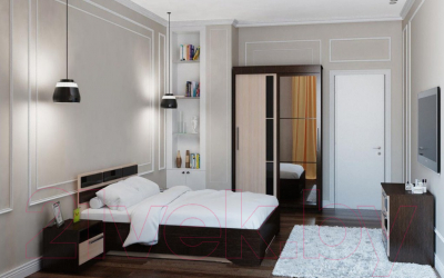 Двуспальная кровать SV-мебель Спальня Эдем 2 160x200 (дуб венге/дуб млечный)