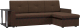 Диван угловой Woodcraft Атланта-М вариант 9 со столиком (коричневая рогожка/темно-коричневый кожзам) - 