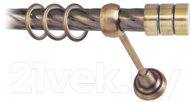 Карниз для штор Lm Decor Цилиндр 088 1р витой 25мм (антик, 2.8м)