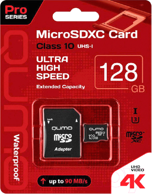 Карта памяти Qumo microSDXC (Class 10) 128GB (QM128GMICSDXC10U3)