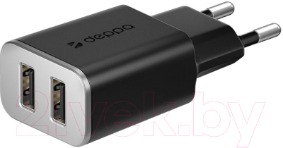 Адаптер питания сетевой Deppa 2 USB 2.4A Ultra / 11380 (черный)