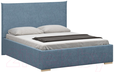 Двуспальная кровать Woodcraft Ницца 160 вариант 1 с ПМ (искусственная шерсть/васильковый)
