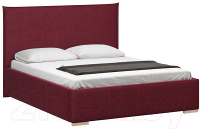 Двуспальная кровать Woodcraft Ницца 160 вариант 8 (малиновый велюр)